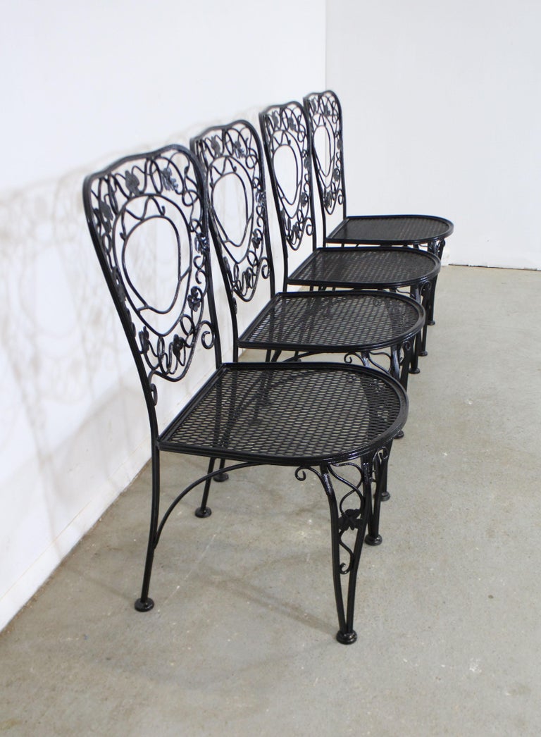 Set of 4 Vintage Meadowcraft Dogwood Wrought Iron Patio Dining Side