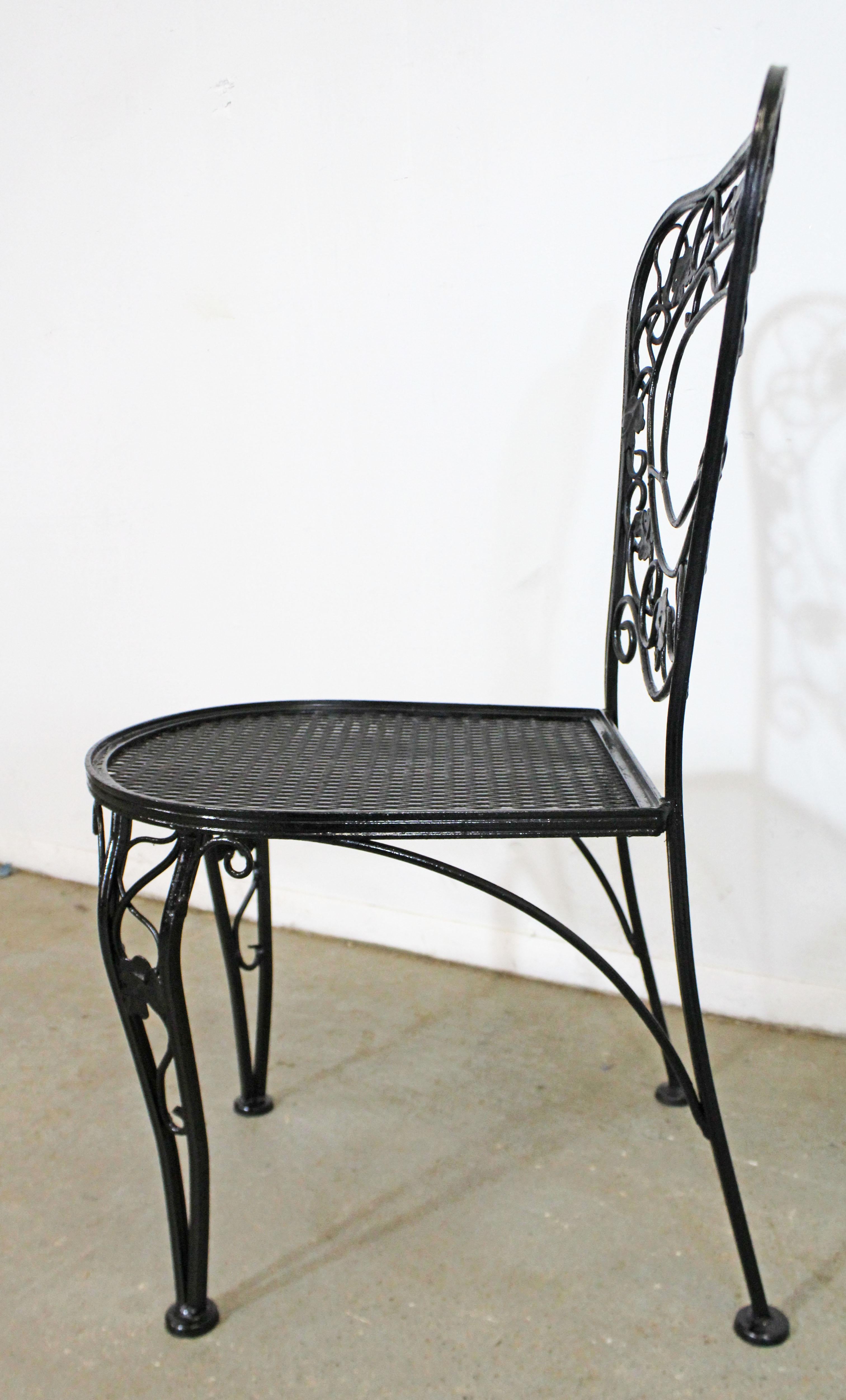 American Set of 4 Vintage Meadowcraft Dogwood Wrought Iron Patio Dining Side Chairs