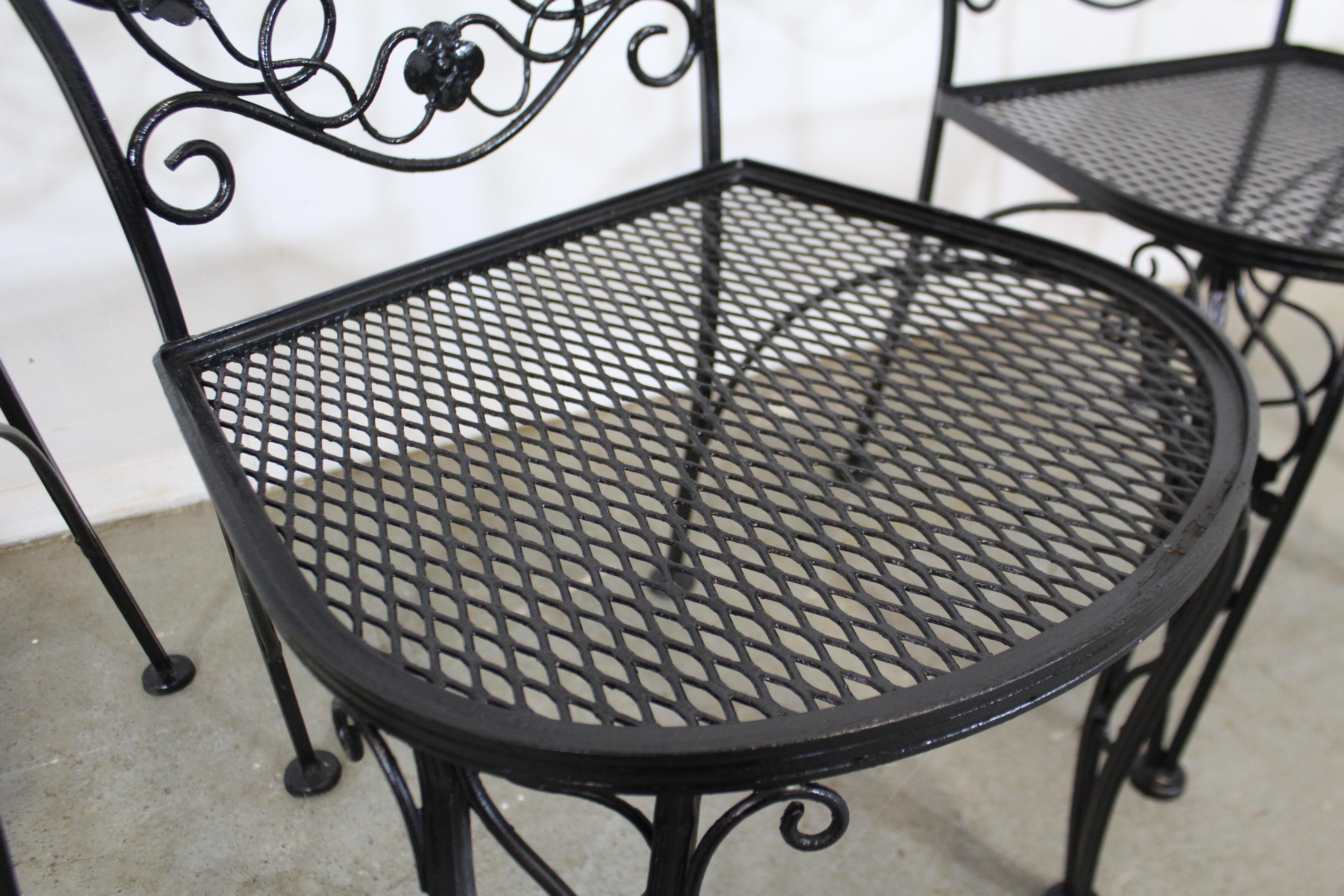 20th Century Set of 4 Vintage Meadowcraft Dogwood Wrought Iron Patio Dining Side Chairs