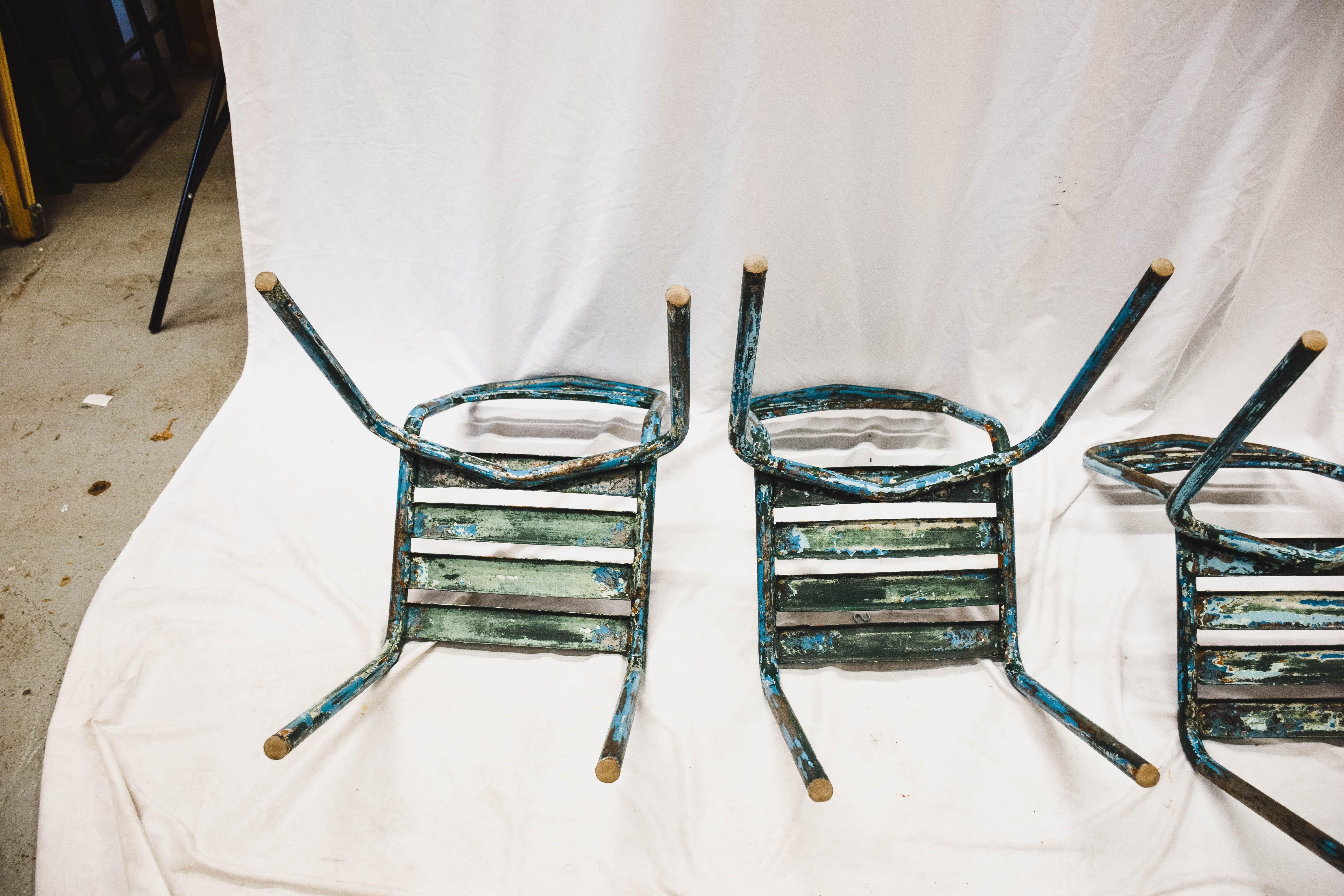 Set of 4 Vintage Metal Cafe Dining Chairs 2