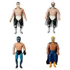Set of 4 Vintage Mexican Wrestling Fighters Figures