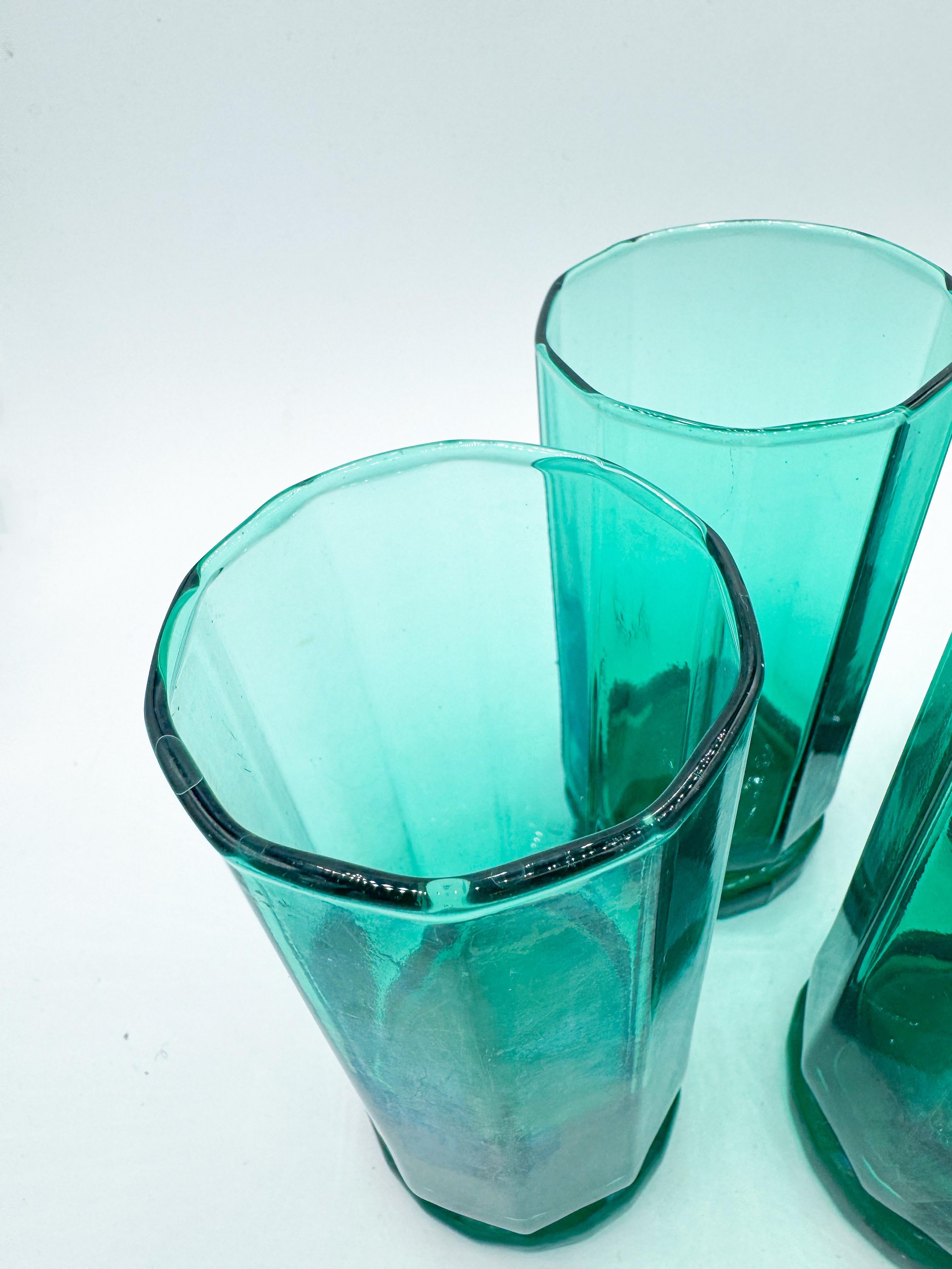 Satz von 4 Vintage Mid-Century Anchor Hocking Essex Grün 12 oz Glasbecher (Postmoderne) im Angebot