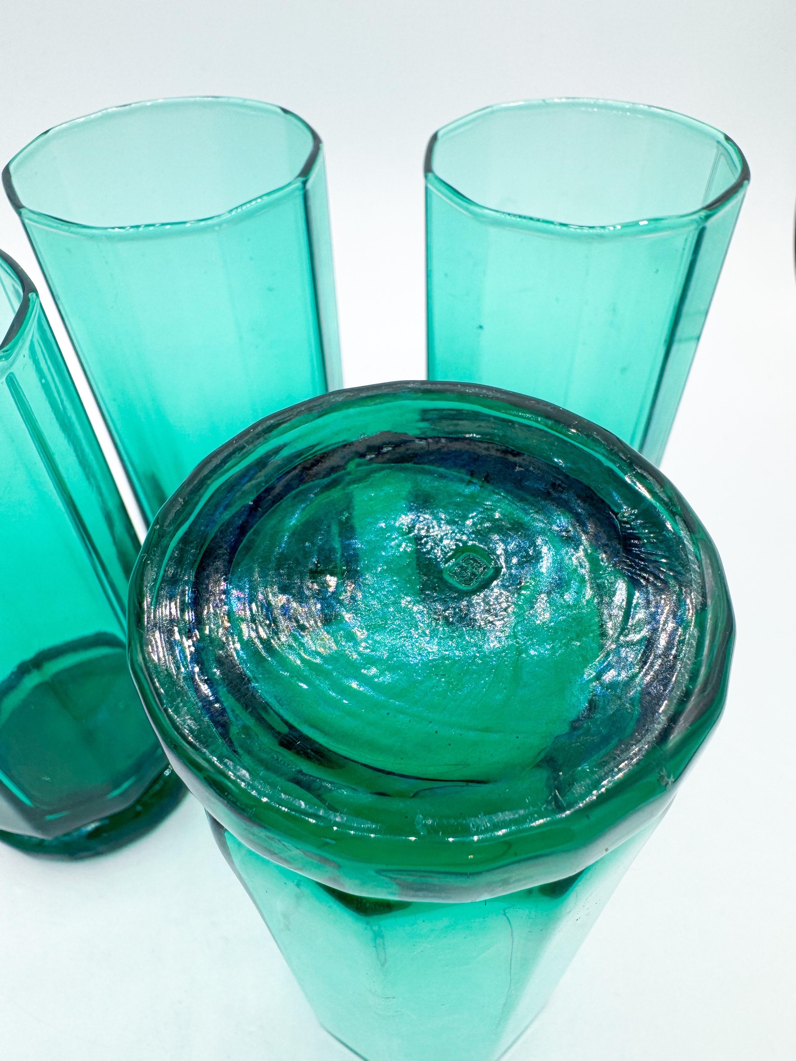 Satz von 4 Vintage Mid-Century Anchor Hocking Essex Grün 12 oz Glasbecher (Ende des 20. Jahrhunderts) im Angebot