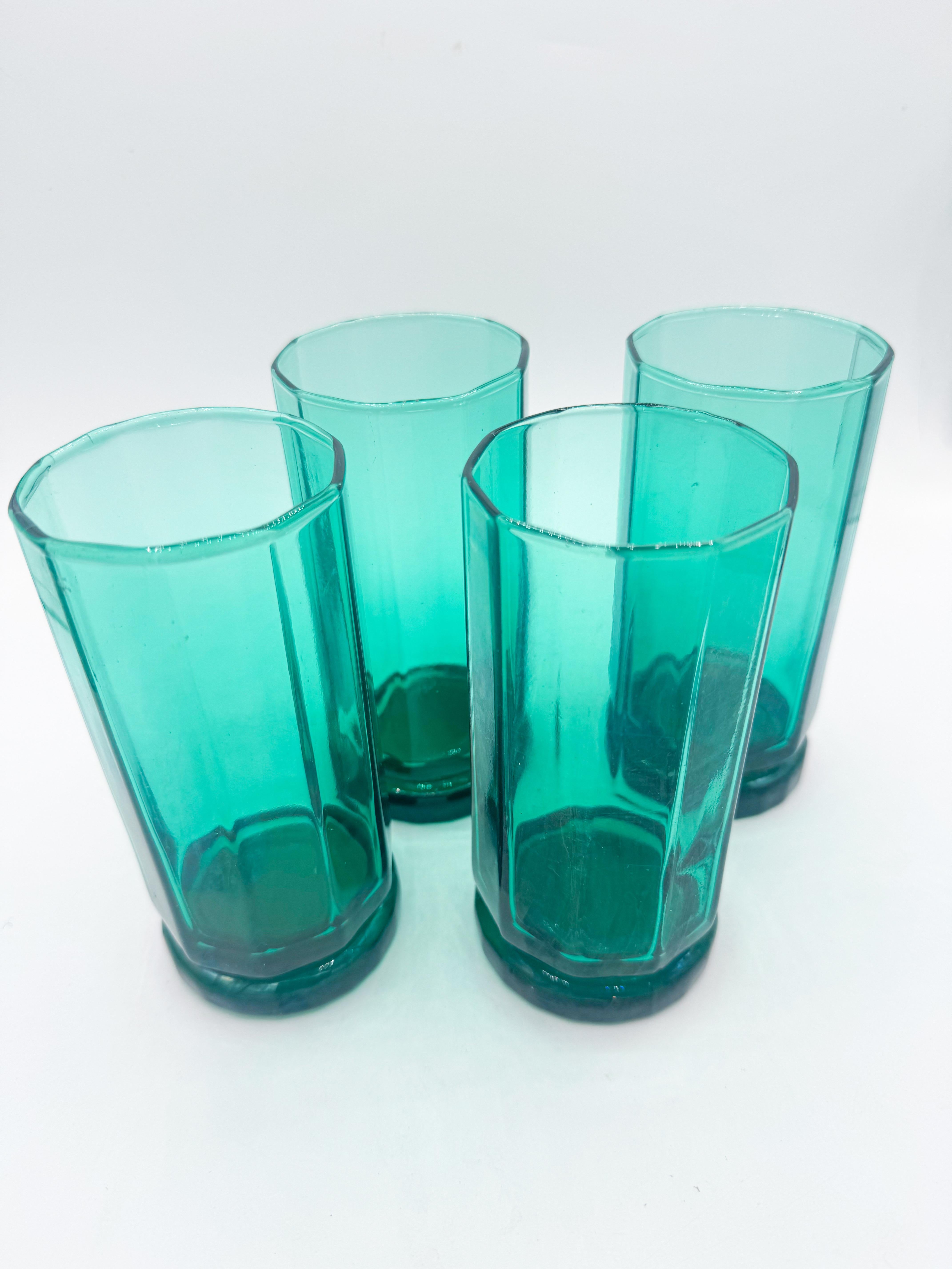 Satz von 4 Vintage Mid-Century Anchor Hocking Essex Grün 12 oz Glasbecher im Angebot 1