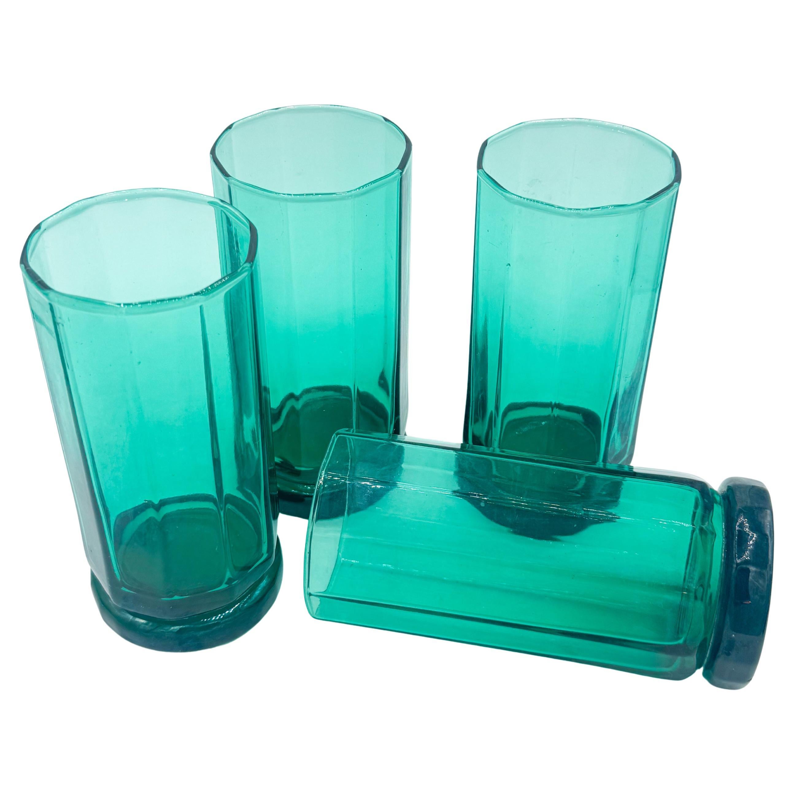 Satz von 4 Vintage Mid-Century Anchor Hocking Essex Grün 12 oz Glasbecher im Angebot