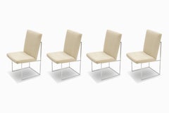 Set of 4 Vintage Mid Century Chrome "Thin Line" Dining Chairs by Milo Baughman