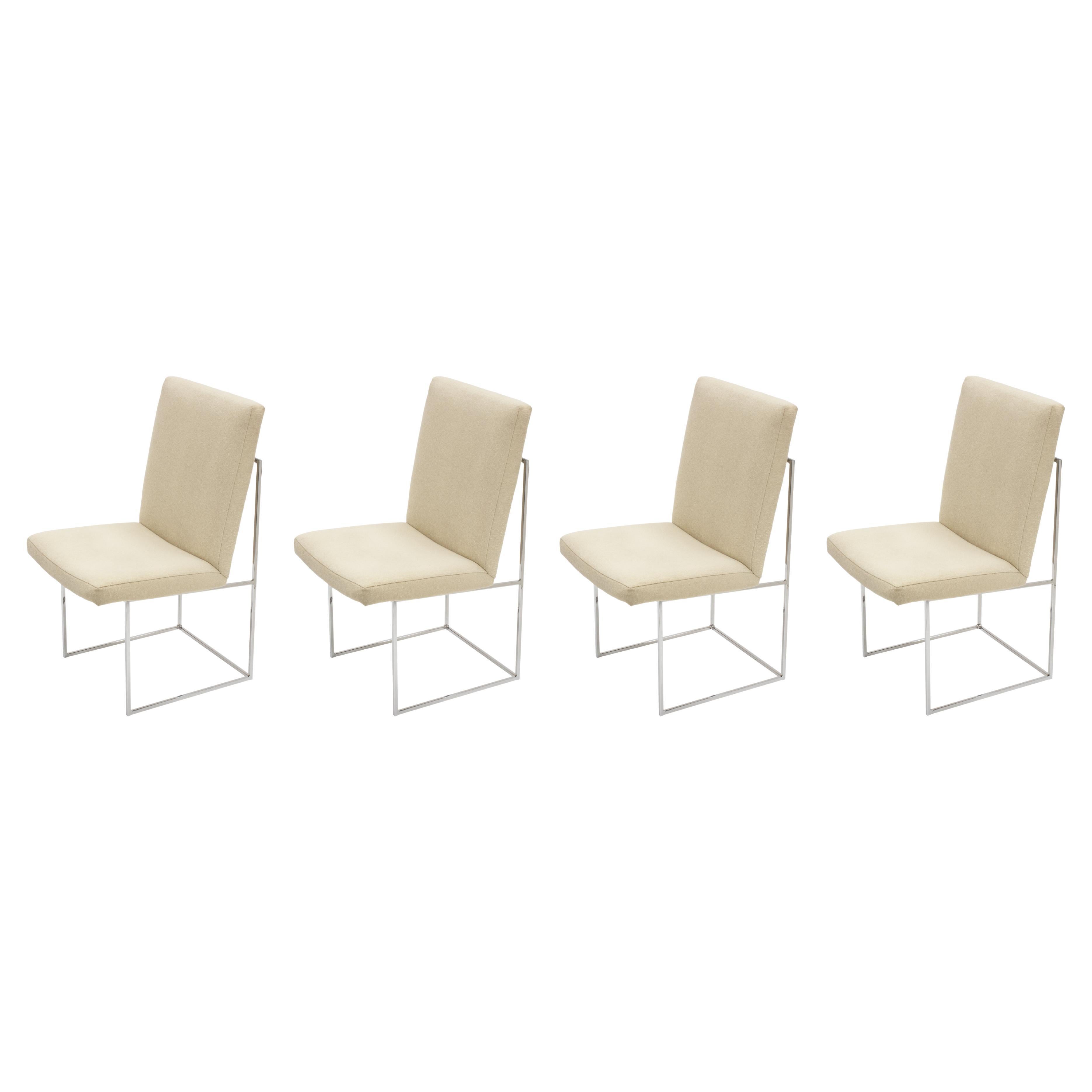 Set of 4 Vintage Mid Century Chrome "Thin Line" Dining Chairs by Milo Baughman