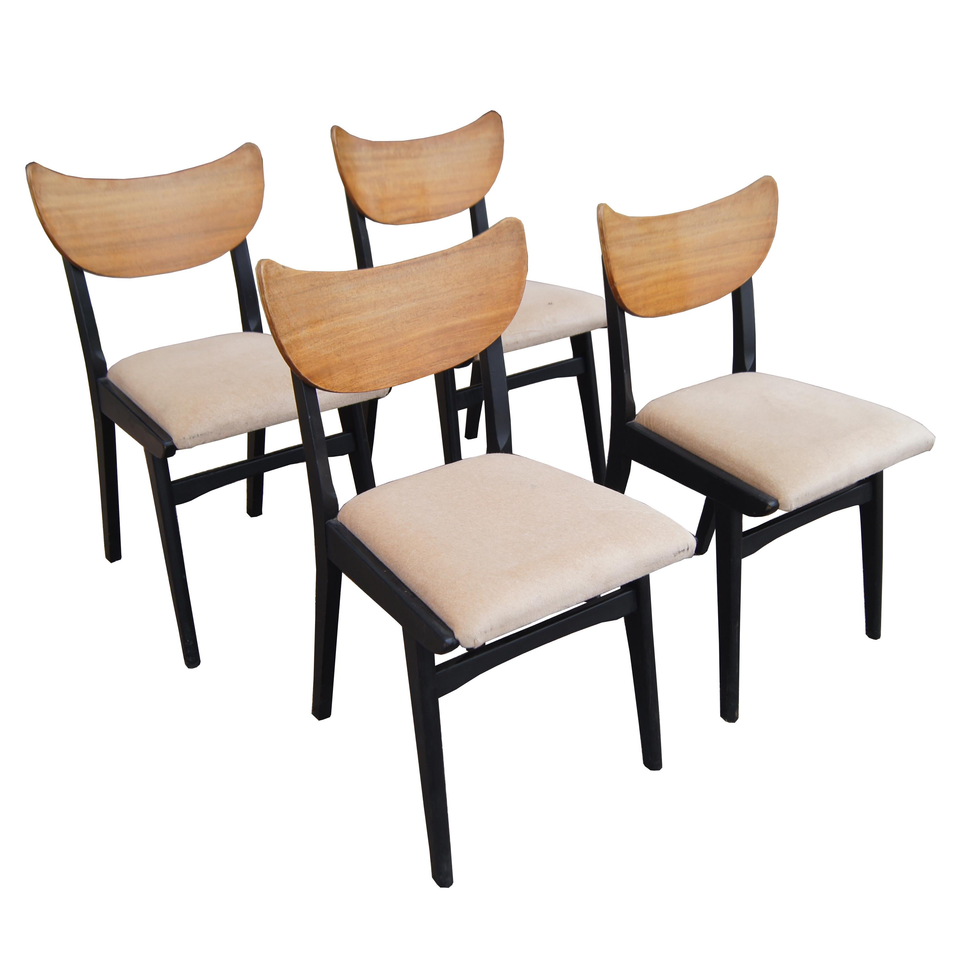 Mid-Century moderno Set di 4 sedie da pranzo d'epoca della metà del secolo scorso in vendita