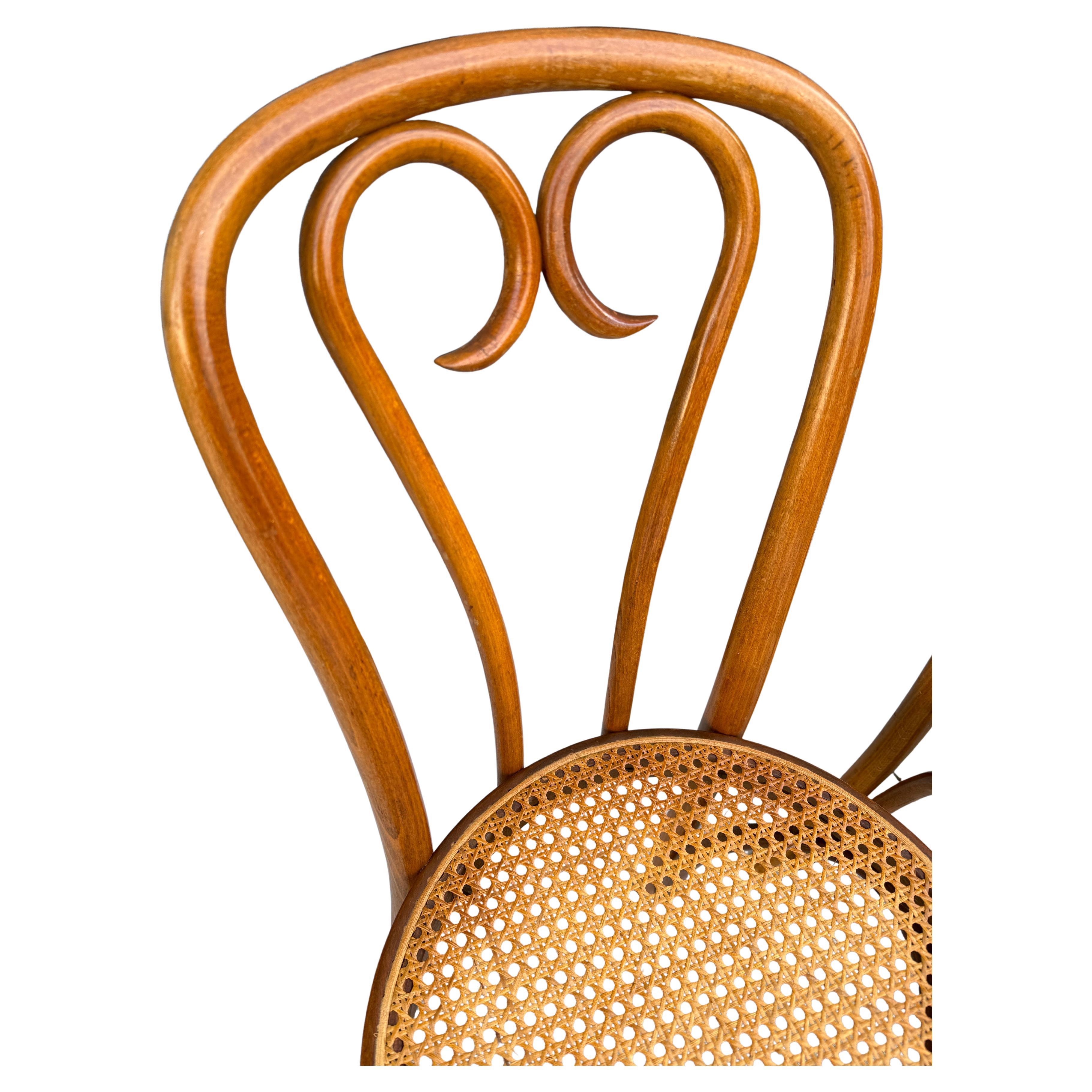 20th Century Set of 4 Vintage Mid century Dining Cafe Cane Bentwood Chairs by Thonet