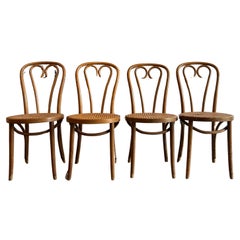 Set of 4 Vintage Mid century Dining Cafe Cane Bentwood Chairs by Thonet 