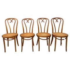 Set of 4 Vintage Mid century Dining Cafe Cane Bentwood Chairs by Thonet