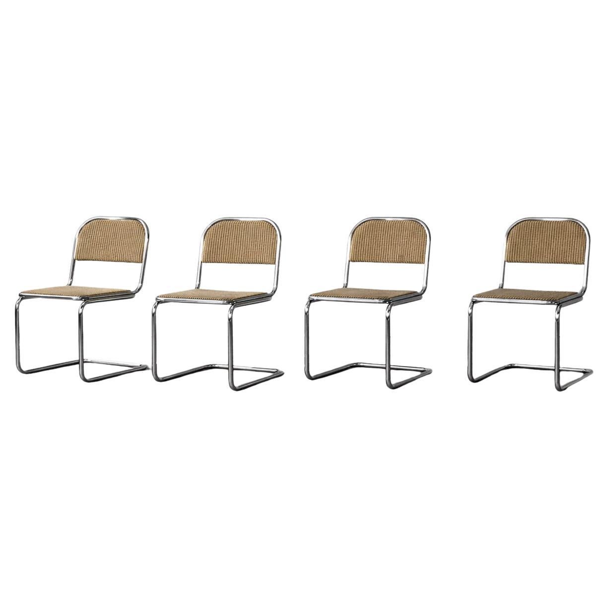 Set of 4 Vintage Mid-Century German Modern Cantilever Dining Chairs, 1960s For Sale