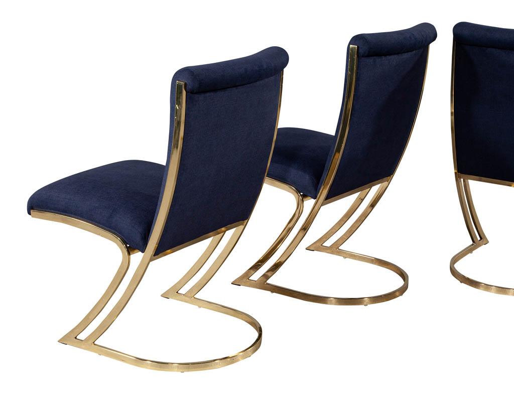 Set of 4 Vintage Mid-Century Modern Brass Dining Chairs 6