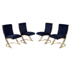 Set of 4 Vintage Mid-Century Modern Brass Dining Chairs