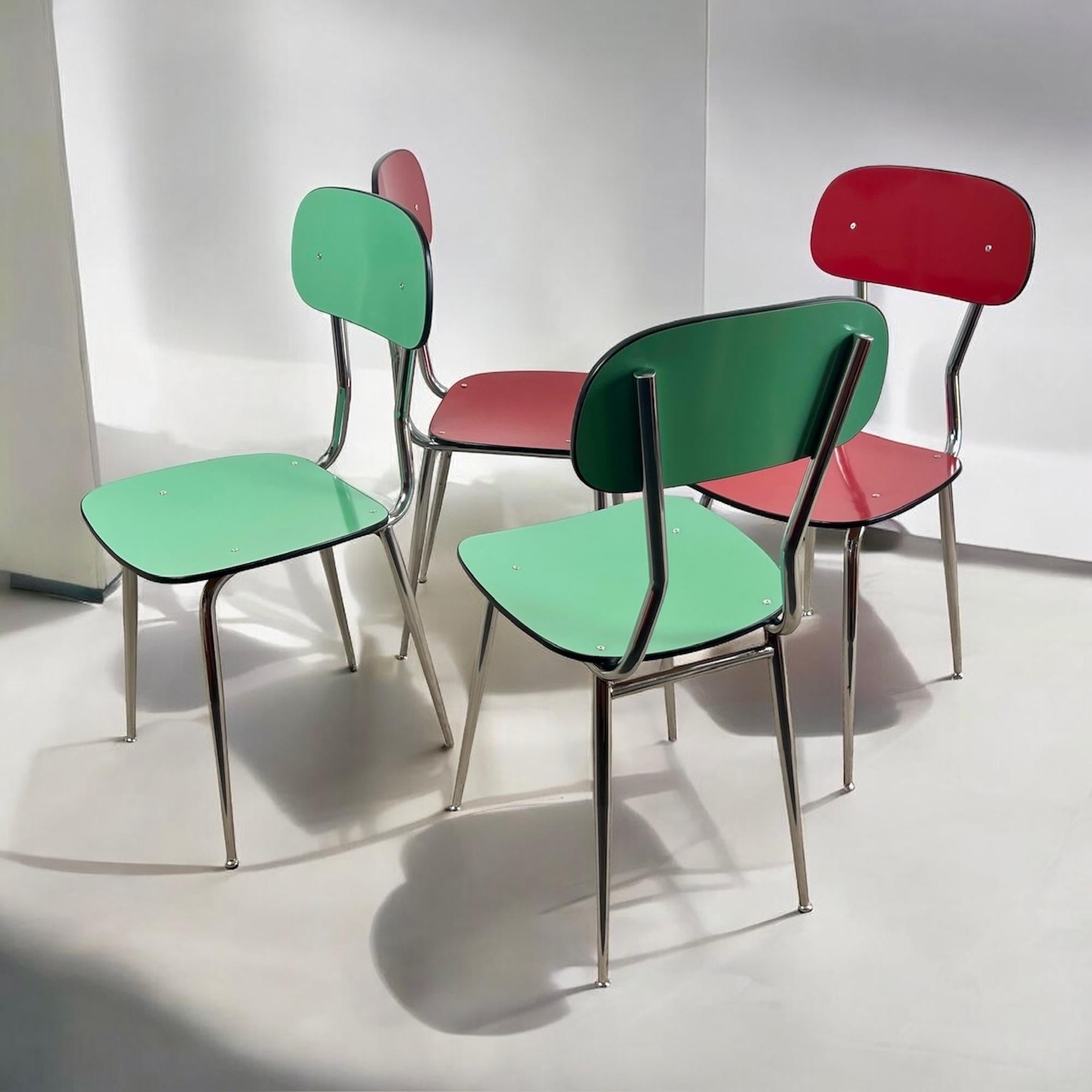 Set of 4 Vintage Mid-Century Modern Formica Chairs from Italy - 1950s/1960s 5