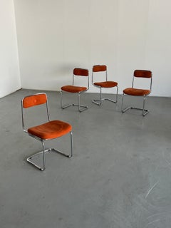 Set of 4 Vintage Mid-Century Modern Italian Dining Chairs, 1970s Italy