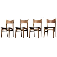 Set of 4 Vintage Mid-Century Modern Scandinavian Dining Chairs in Beech &Teak
