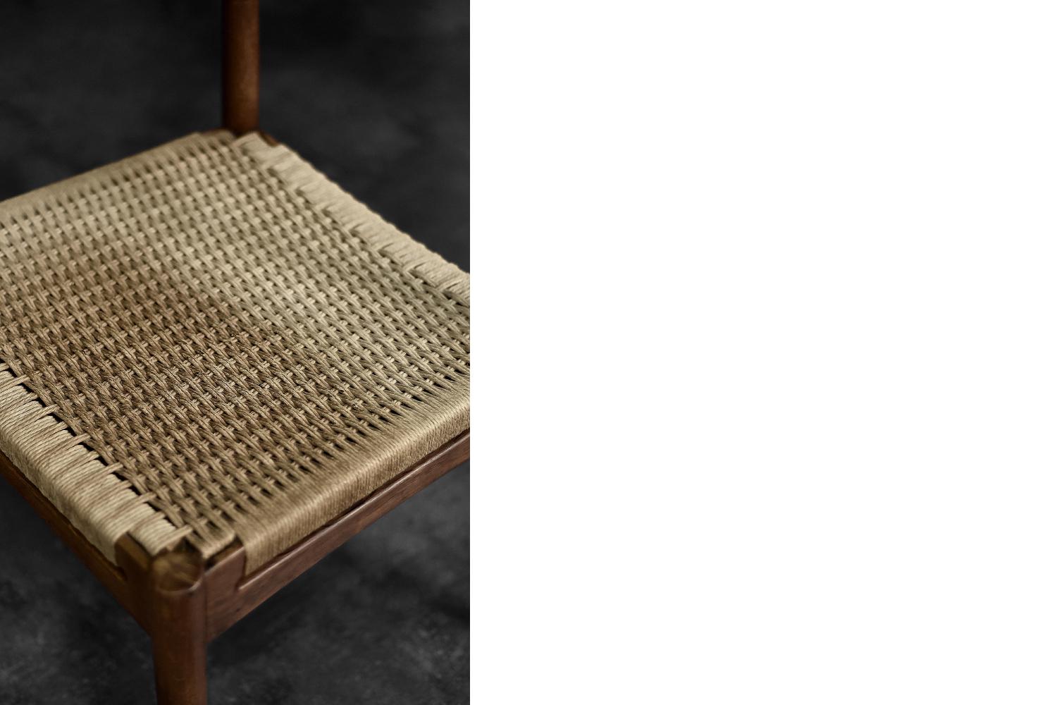 Set of 4 Vintage Mid-Century Modern Scandinavian Dining Chairs in Oak&Paper Cord 5
