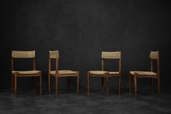 Set of 4 Vintage Mid-Century Modern Scandinavian Dining Chairs in Oak&Paper Cord