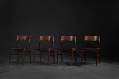 Set of 4 Vintage Midcentury Scandinavian Modern Dining Chairs in Beech&Rosewood