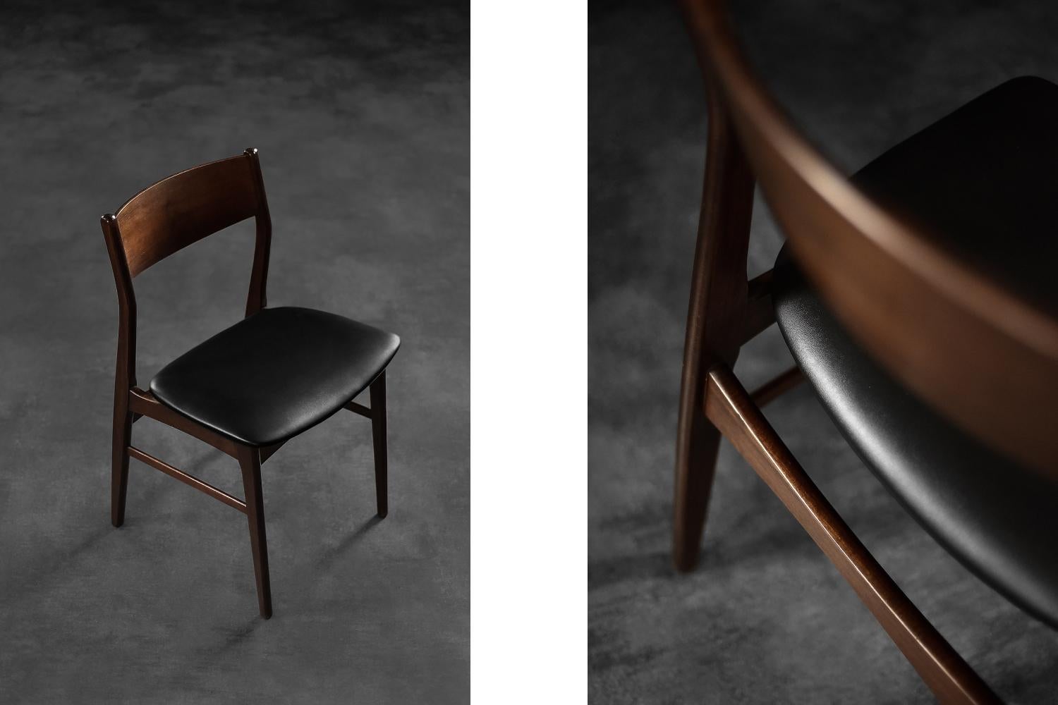Scandinave moderne Ensemble de 4 chaises de salle à manger vintage de style scandinave moderne du milieu du siècle en hêtre et bois de rose en vente