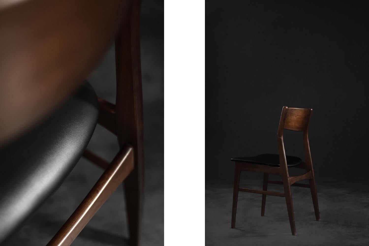 Ensemble de 4 chaises de salle à manger vintage de style scandinave moderne du milieu du siècle en hêtre et bois de rose Bon état - En vente à Warszawa, Mazowieckie