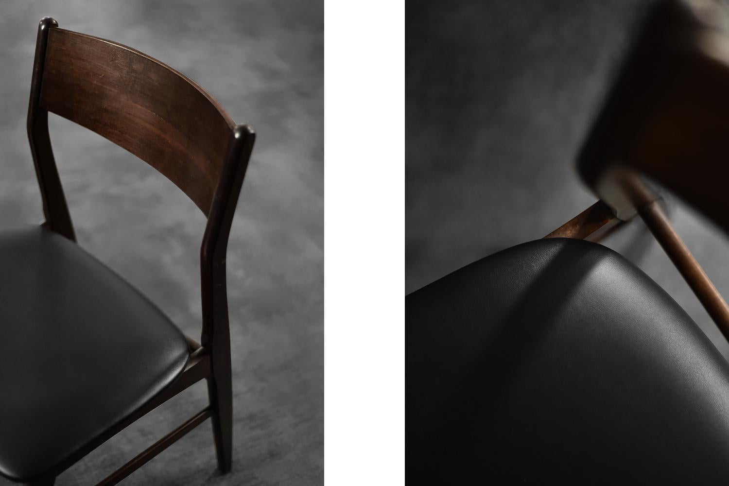 Ensemble de 4 chaises de salle à manger vintage de style scandinave moderne du milieu du siècle en hêtre et bois de rose en vente 1