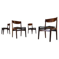 Set of 4 vintage mid-century teak chairs similar to Erik Buch
