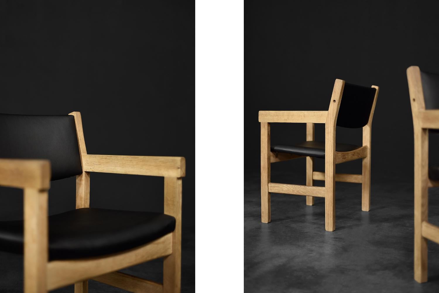 Satz von 4 modernen dänischen Eichenholzstühlen aus der Mitte des Jahrhunderts von Hans J Wegner für Getama (Skandinavische Moderne) im Angebot