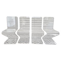 Set of 4 Vintage Midcentury Lucite “Z” Dining Chairs