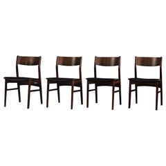 Set di 4 sedie da pranzo scandinave moderne vintage del Medioevo in faggio e legno di rosa