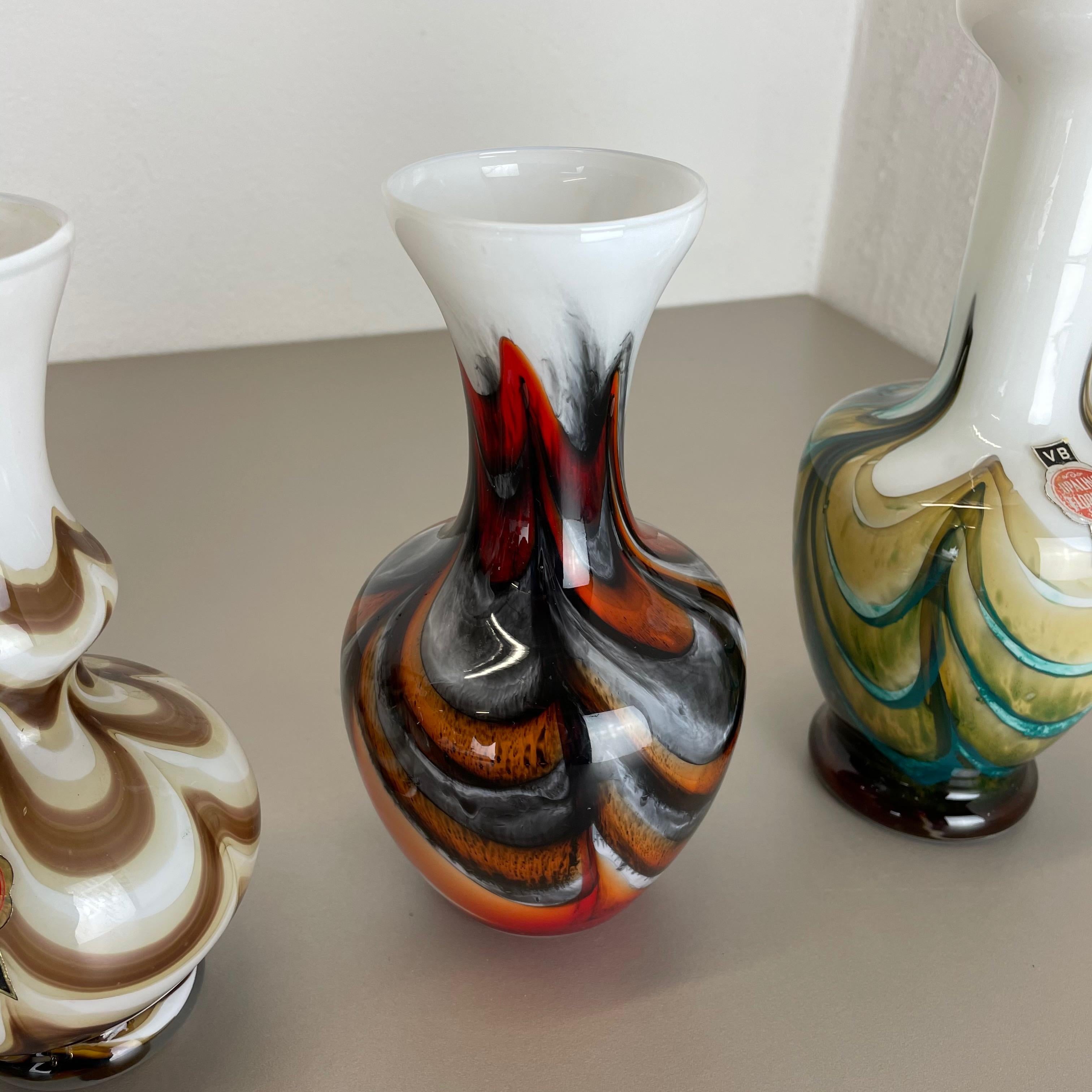 Set of 4 Vintage Multicolor Pop Art Opaline Florence Vase Design, Italy, 1970s For Sale 3