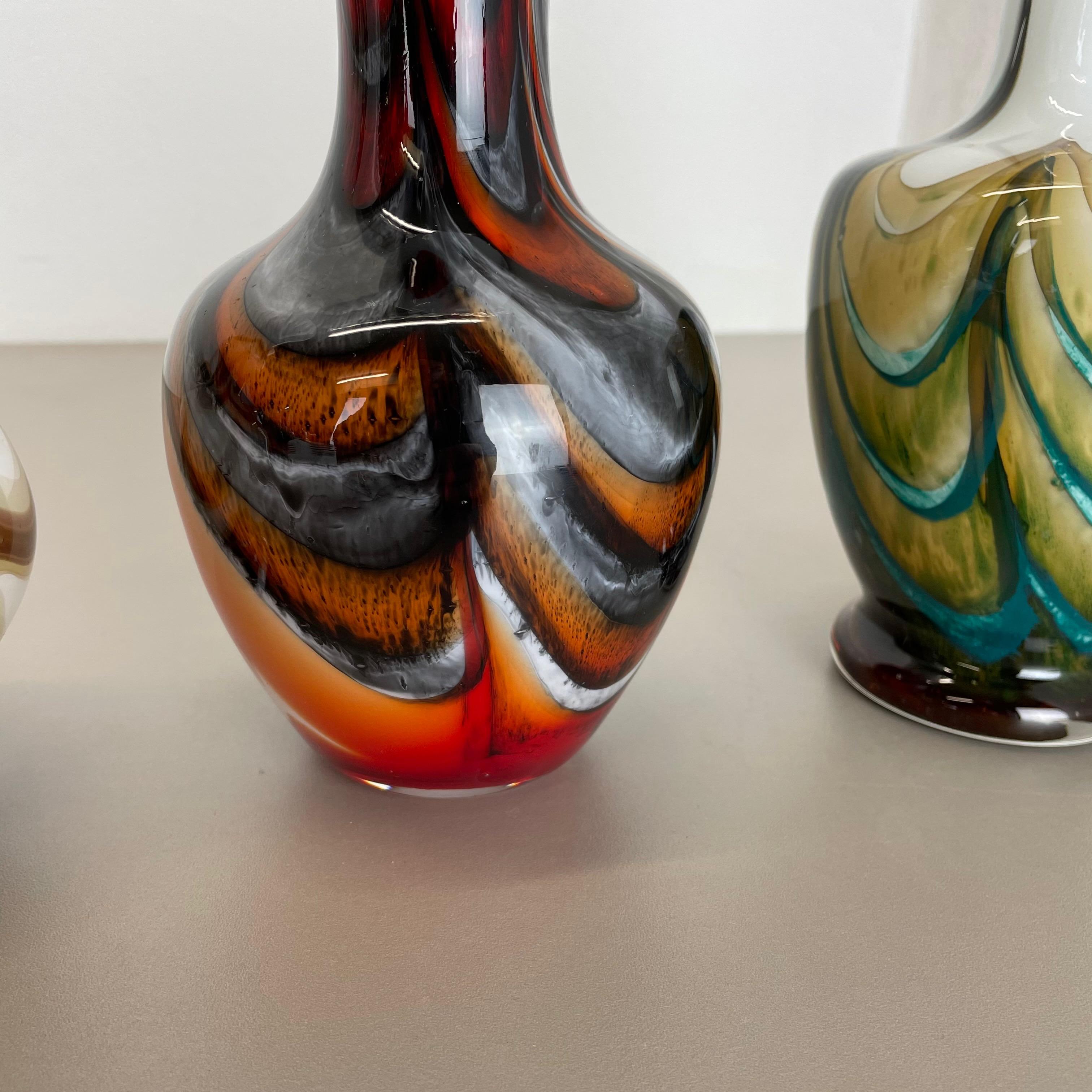 Set of 4 Vintage Multicolor Pop Art Opaline Florence Vase Design, Italy, 1970s For Sale 4