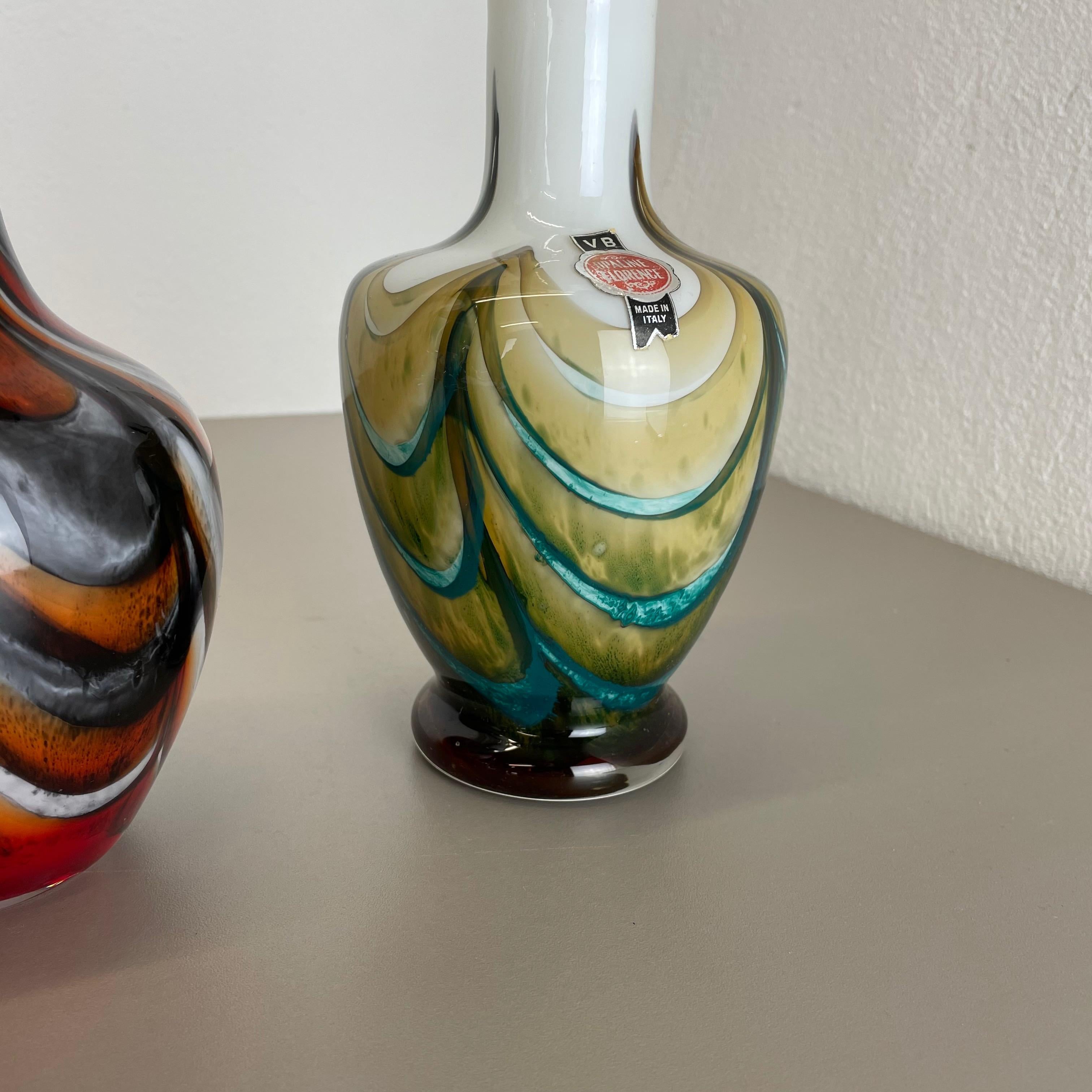 Set of 4 Vintage Multicolor Pop Art Opaline Florence Vase Design, Italy, 1970s For Sale 5
