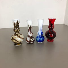 Ensemble de 4 vases vintage en opaline multicolore Pop Art Florence Design, Italie, 1970