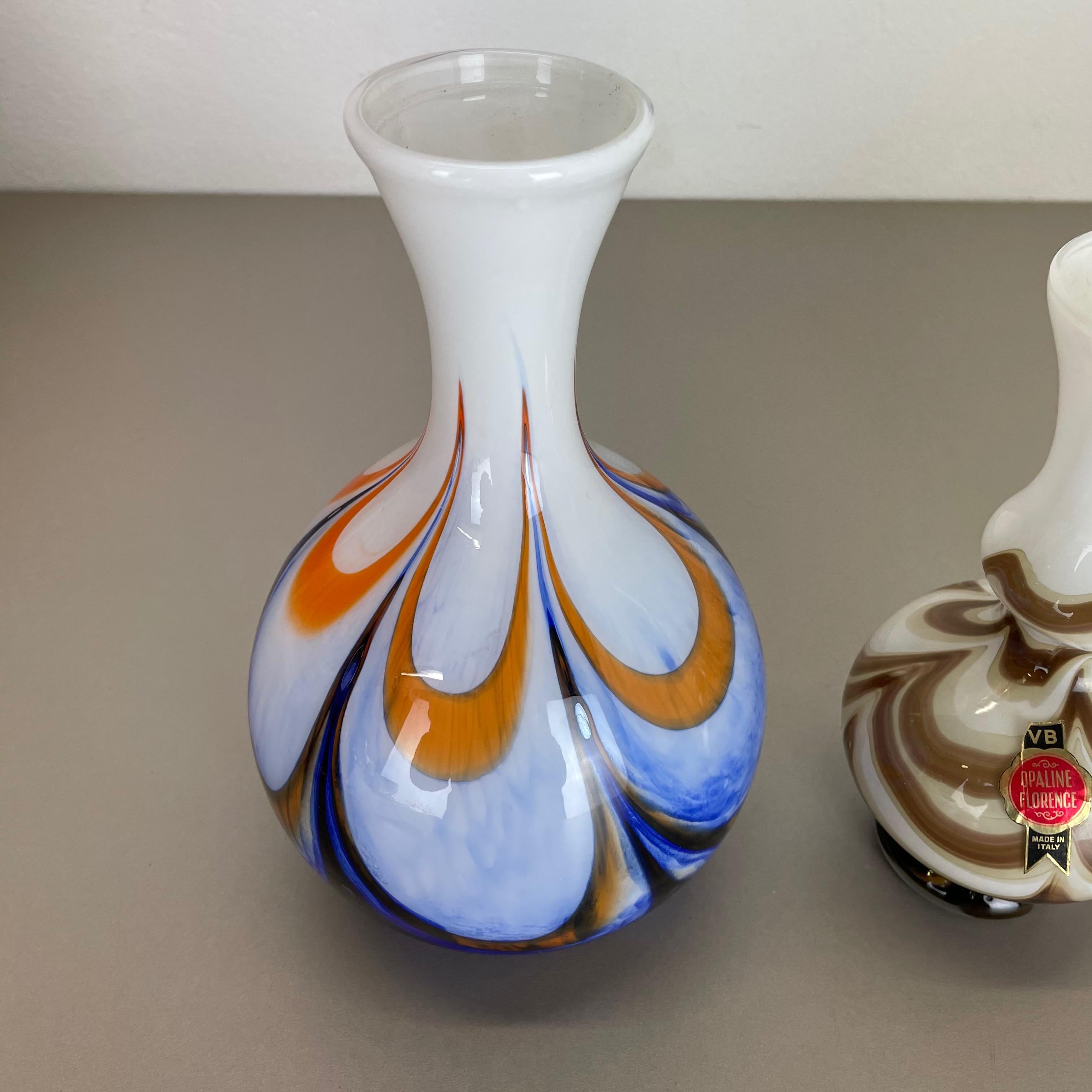 Set of 4 Vintage Multicolor Pop Art Opaline Florence Vase Design, Italy, 1970s In Good Condition For Sale In Kirchlengern, DE