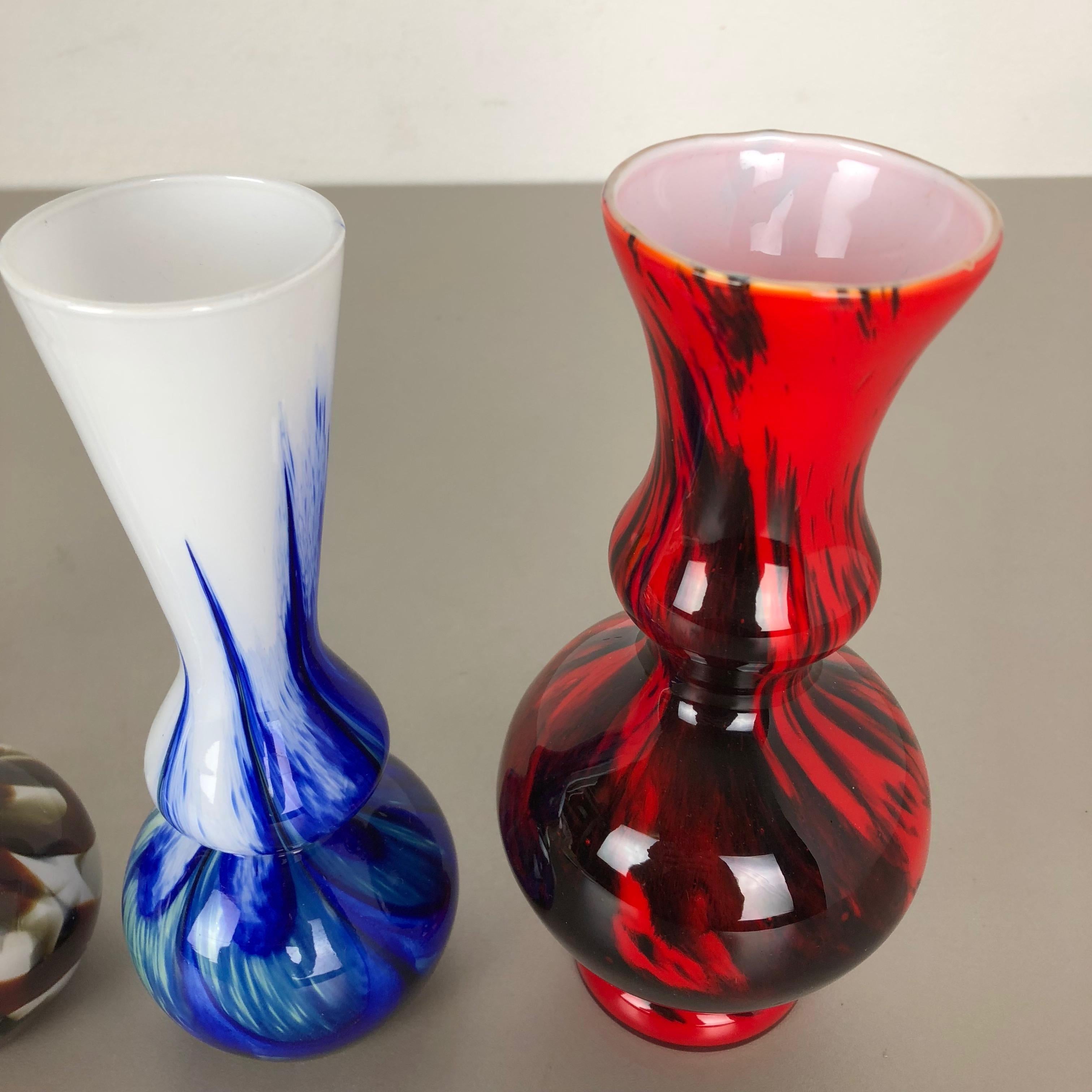 Glass Set of 4 Vintage multicolor Pop Art Opaline Florence Vase Design, Italy, 1970s For Sale