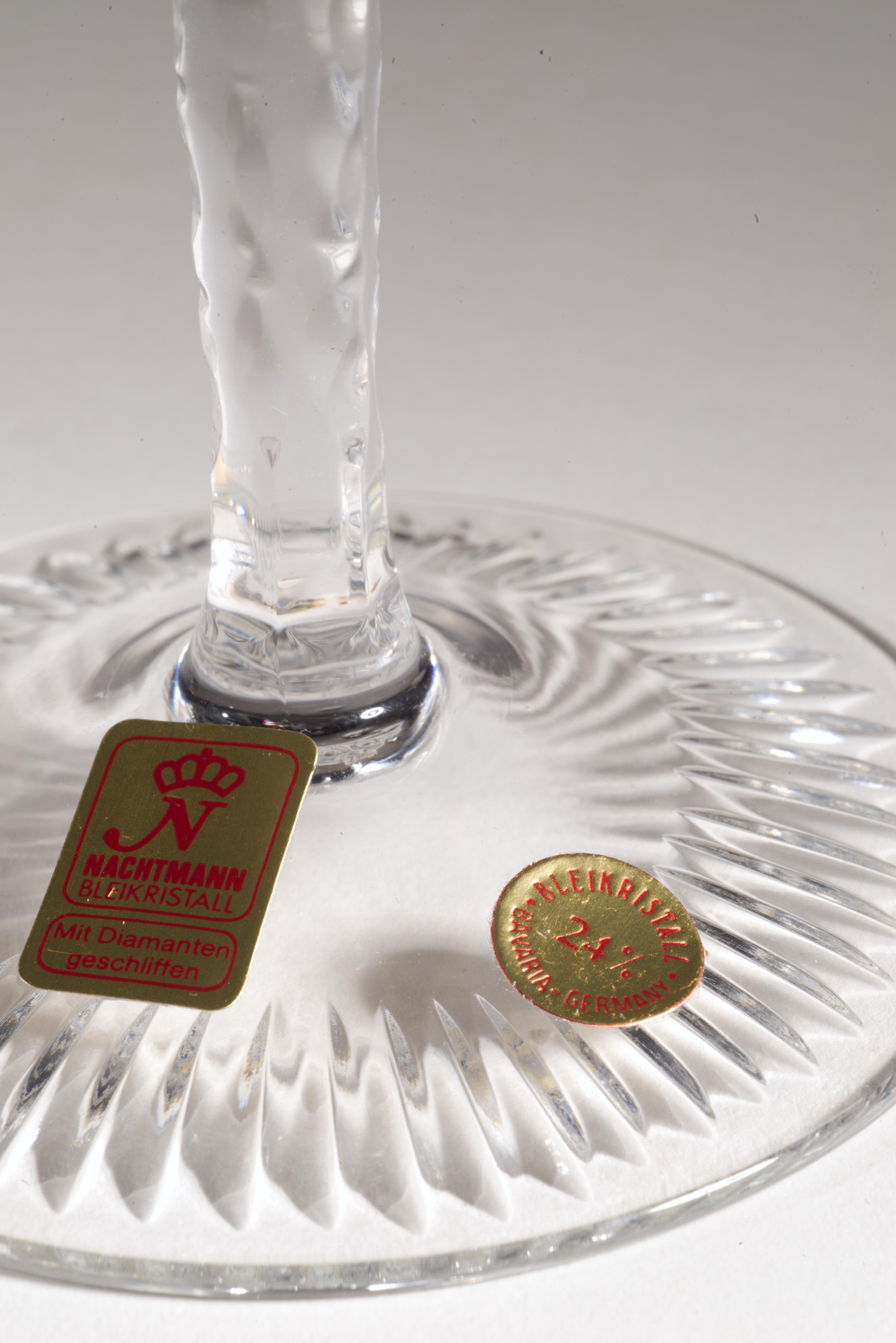 Set von 4 Vintage Nachtmann-Weingläsern aus geschliffenem, klarem Kristall, Traube Hock, Vintage im Angebot 3