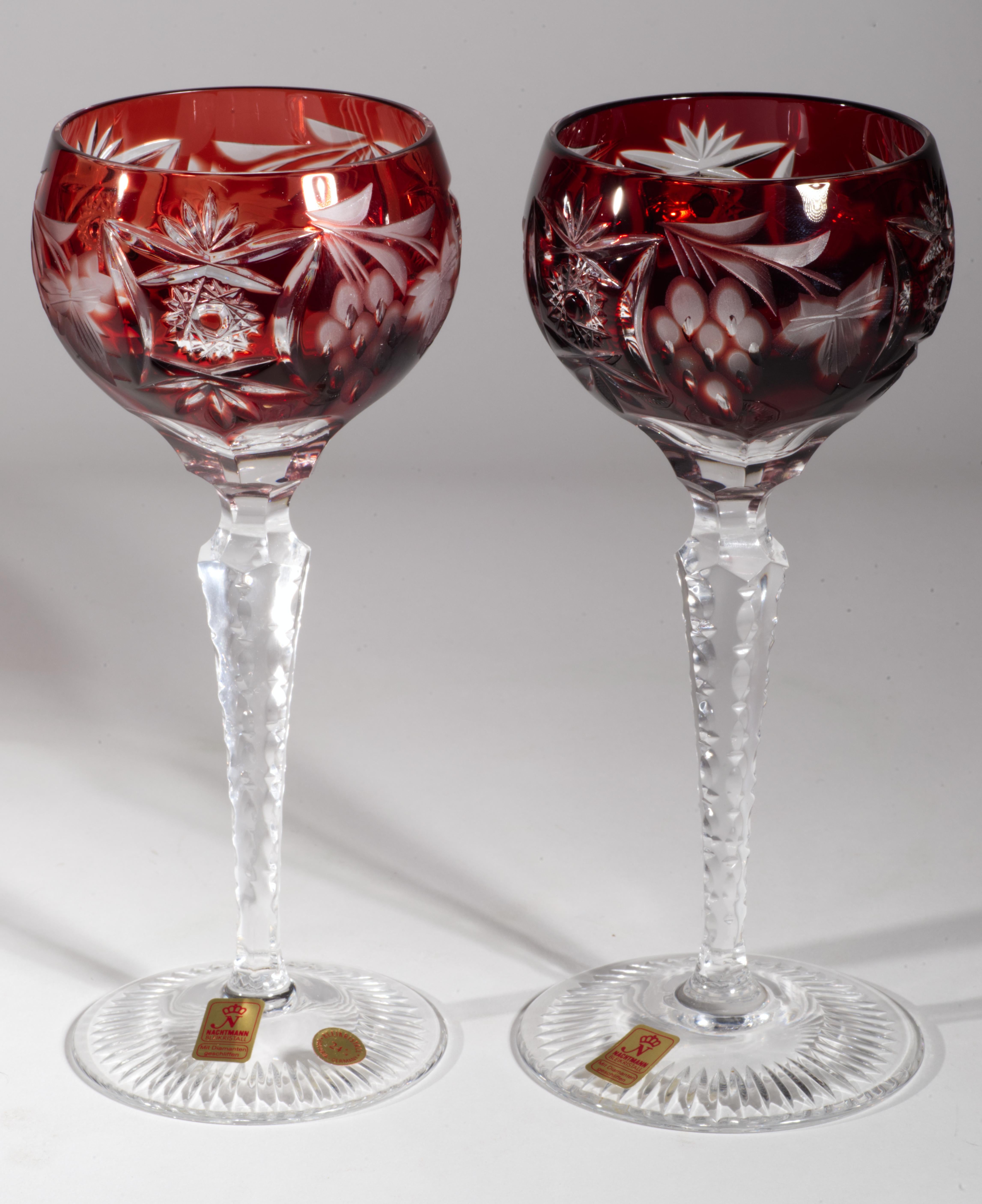 Set von 4 Vintage Nachtmann-Weingläsern aus geschliffenem, klarem Kristall, Traube Hock, Vintage im Angebot 6