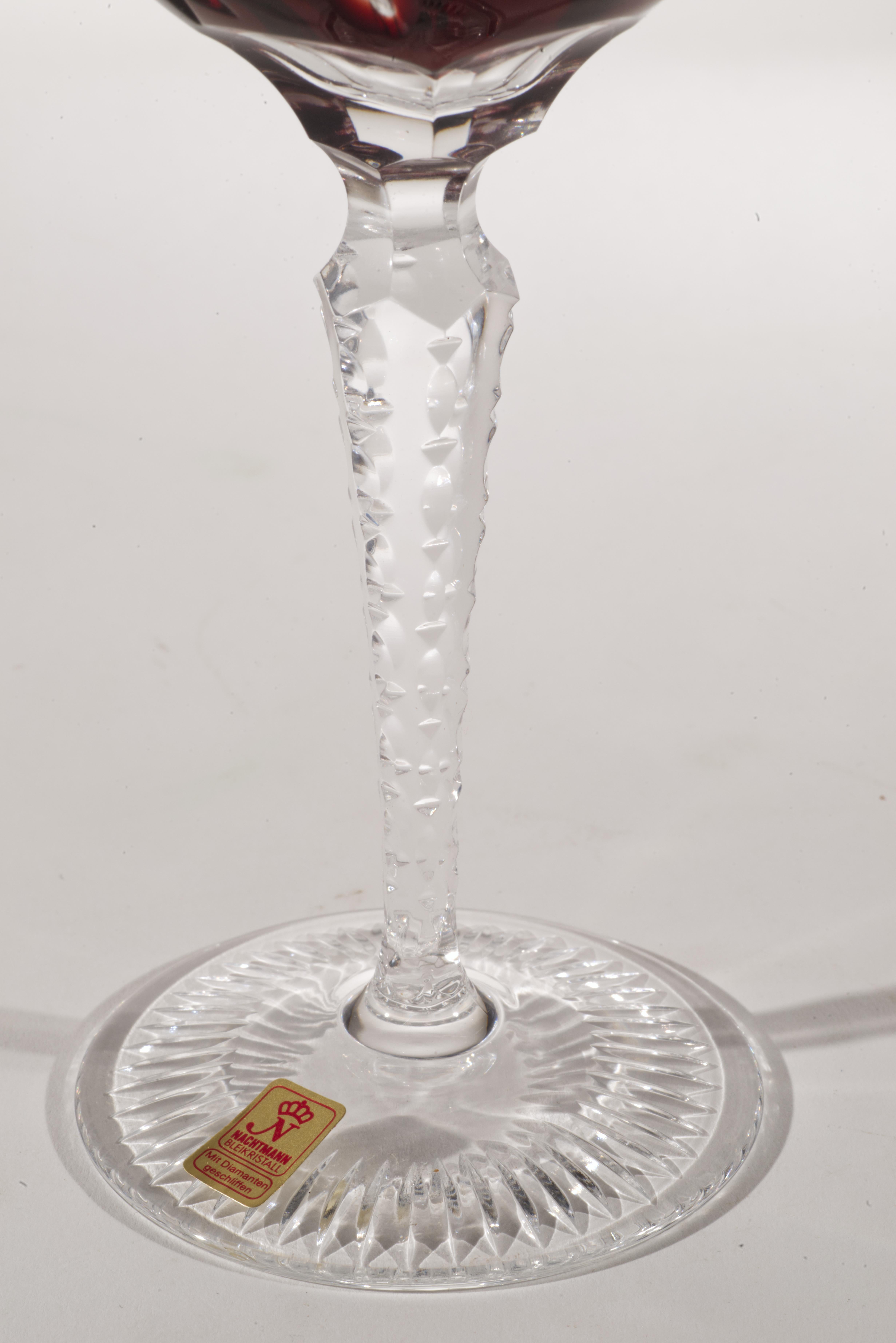 Set von 4 Vintage Nachtmann-Weingläsern aus geschliffenem, klarem Kristall, Traube Hock, Vintage im Angebot 1