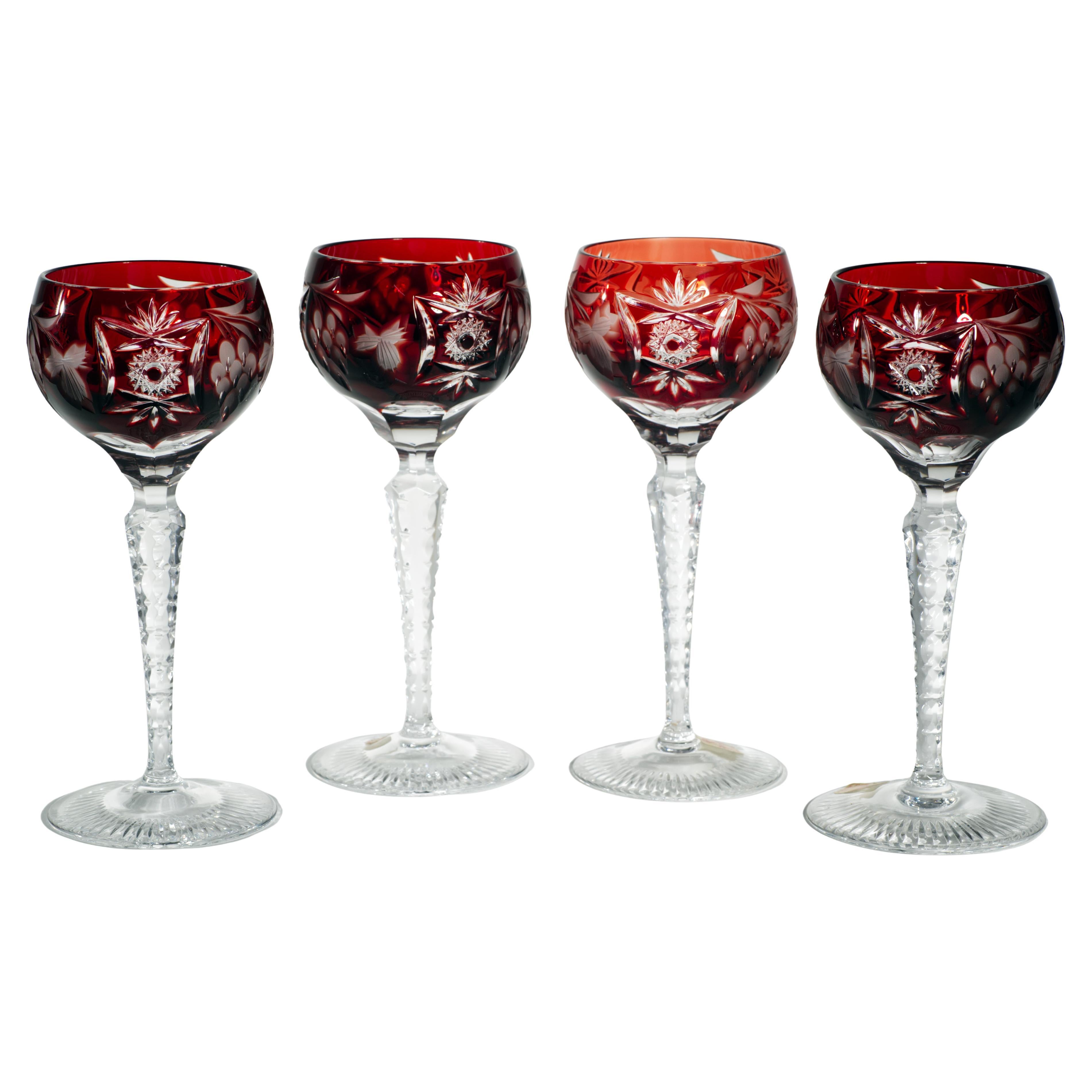 Set di 4 bicchieri da vino Nachtmann in cristallo trasparente Traube Hock d'epoca