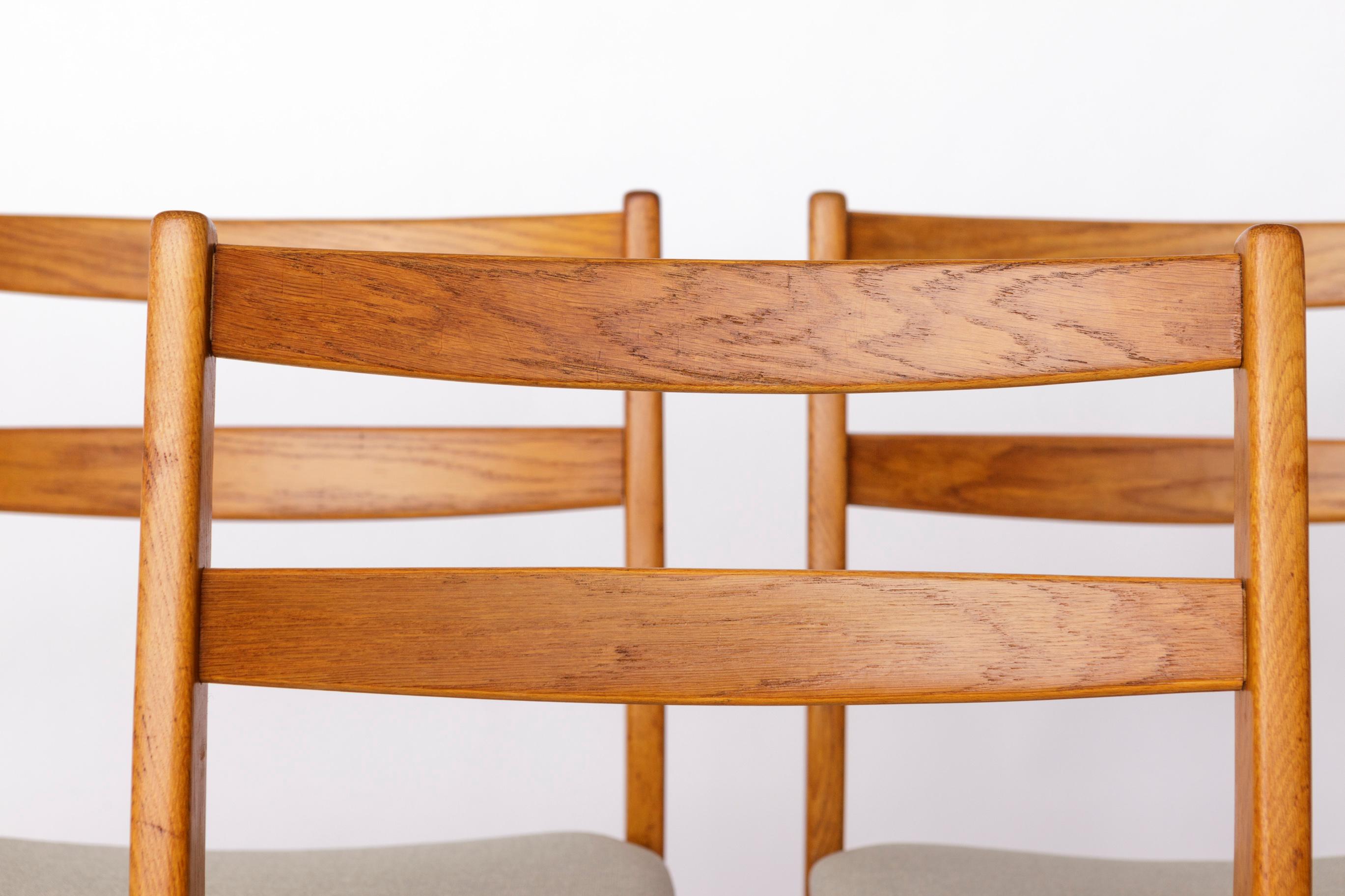 Poli Ensemble de 4 chaises de salle à manger en Oak Vintage, 1960s Swedish Design by Johansson & Söner en vente