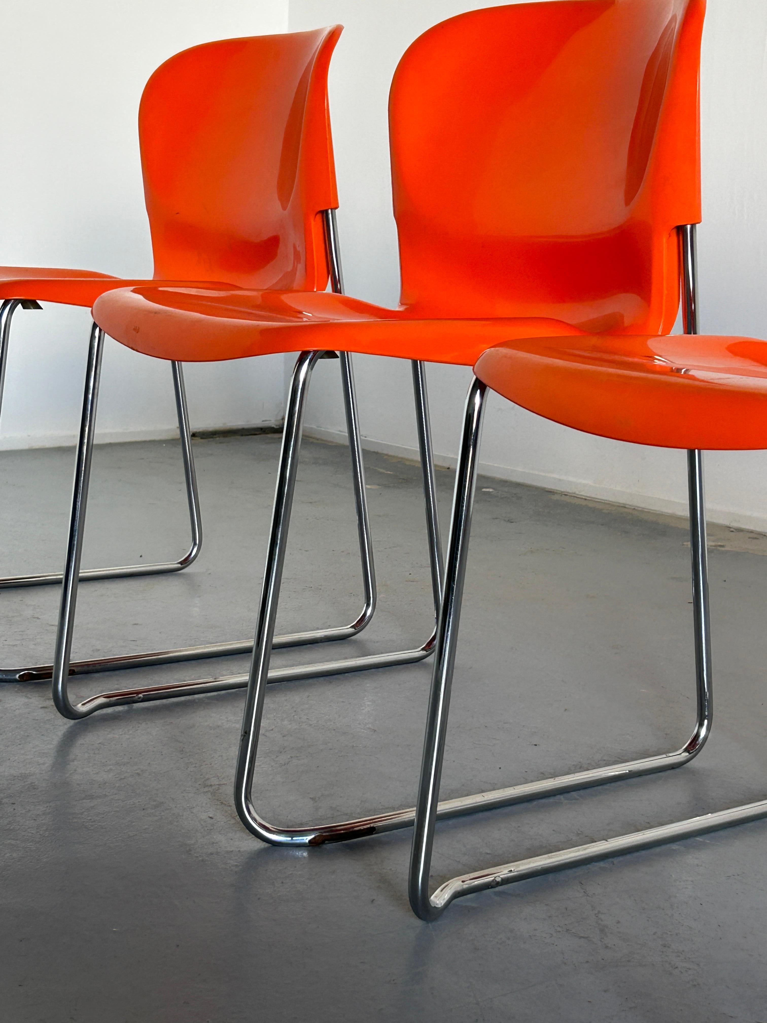 Set of 4 Vintage Orange SM 400 Swing Chairs by Gerd Lange for Drabert, 1979 2