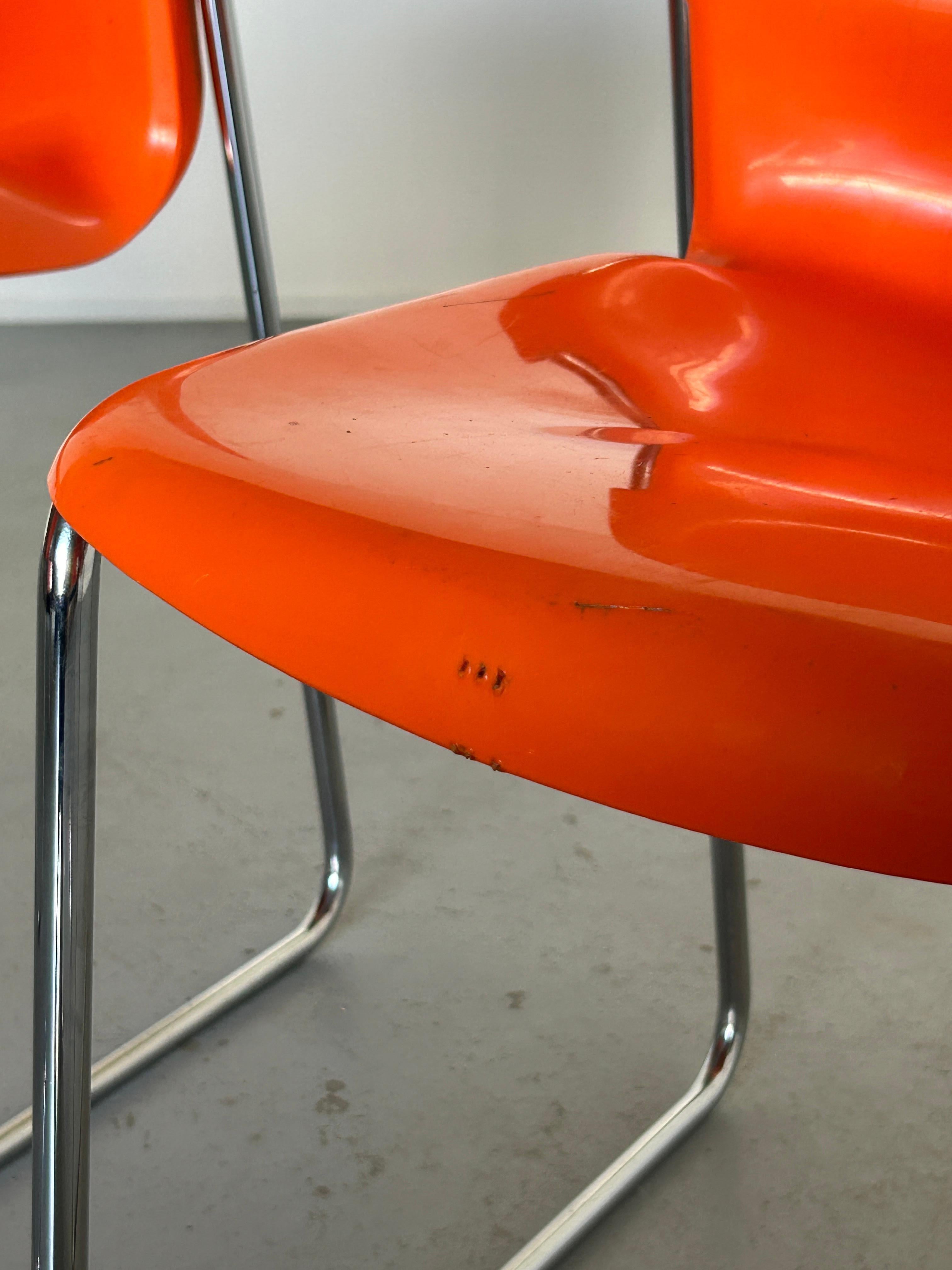 Set of 4 Vintage Orange SM 400 Swing Chairs by Gerd Lange for Drabert, 1979 3