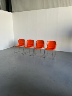 Set of 4 Vintage Orange SM 400 Swing Chairs by Gerd Lange for Drabert, 1979