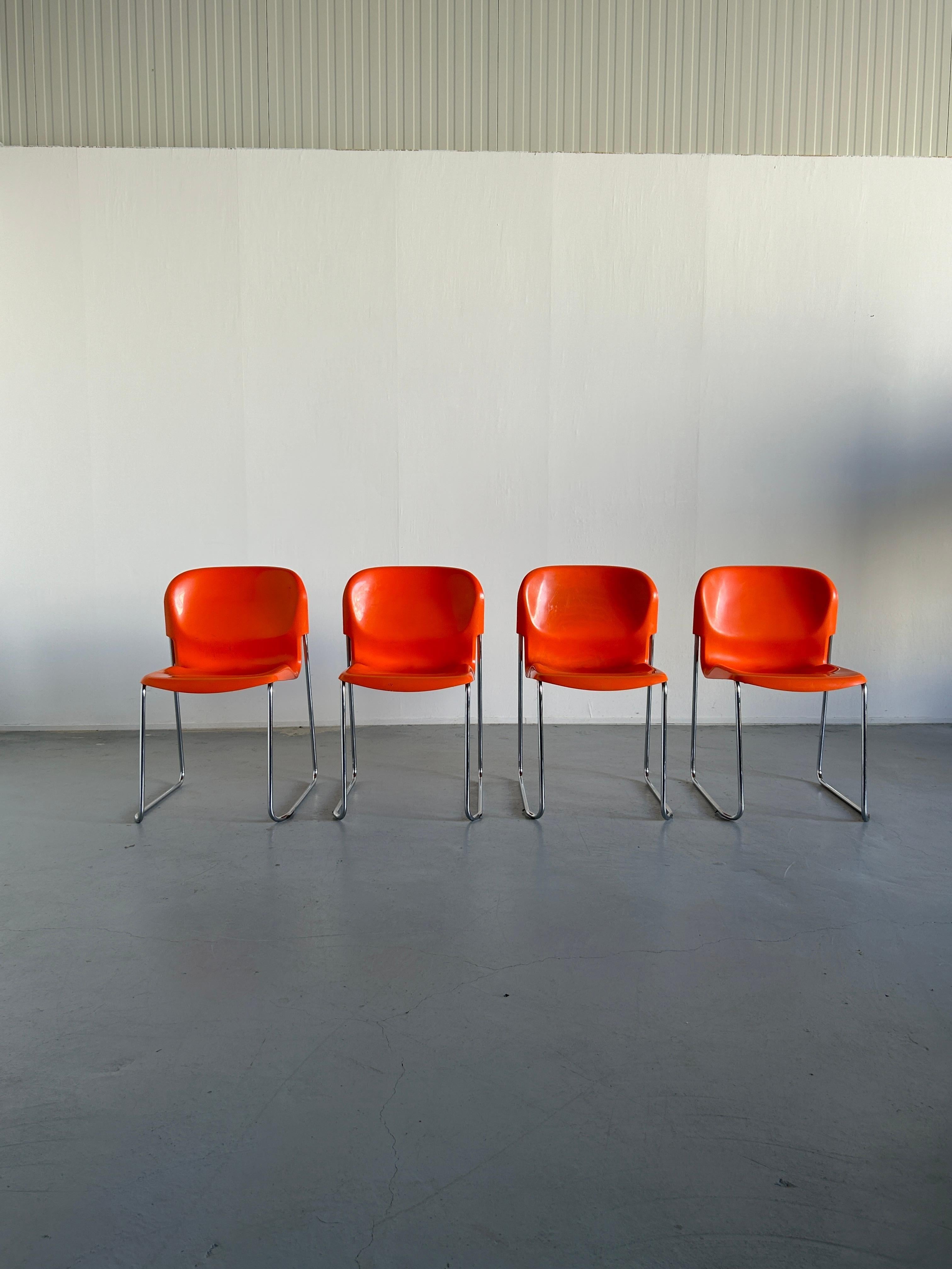 Set of 4 Vintage Orange SM 400 Swing Chairs by Gerd Lange for Drabert, 1979 In Good Condition In Zagreb, HR
