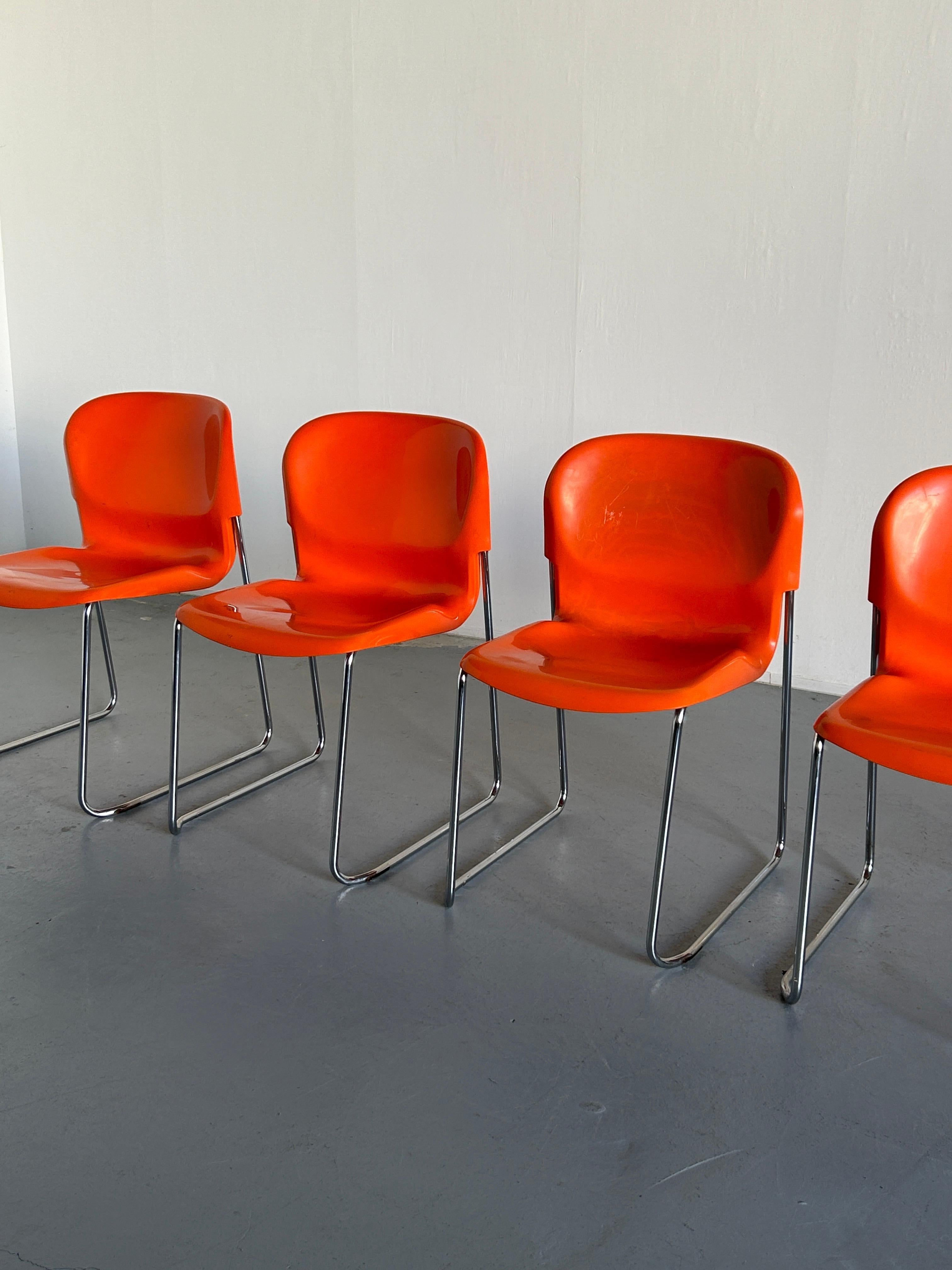 Late 20th Century Set of 4 Vintage Orange SM 400 Swing Chairs by Gerd Lange for Drabert, 1979