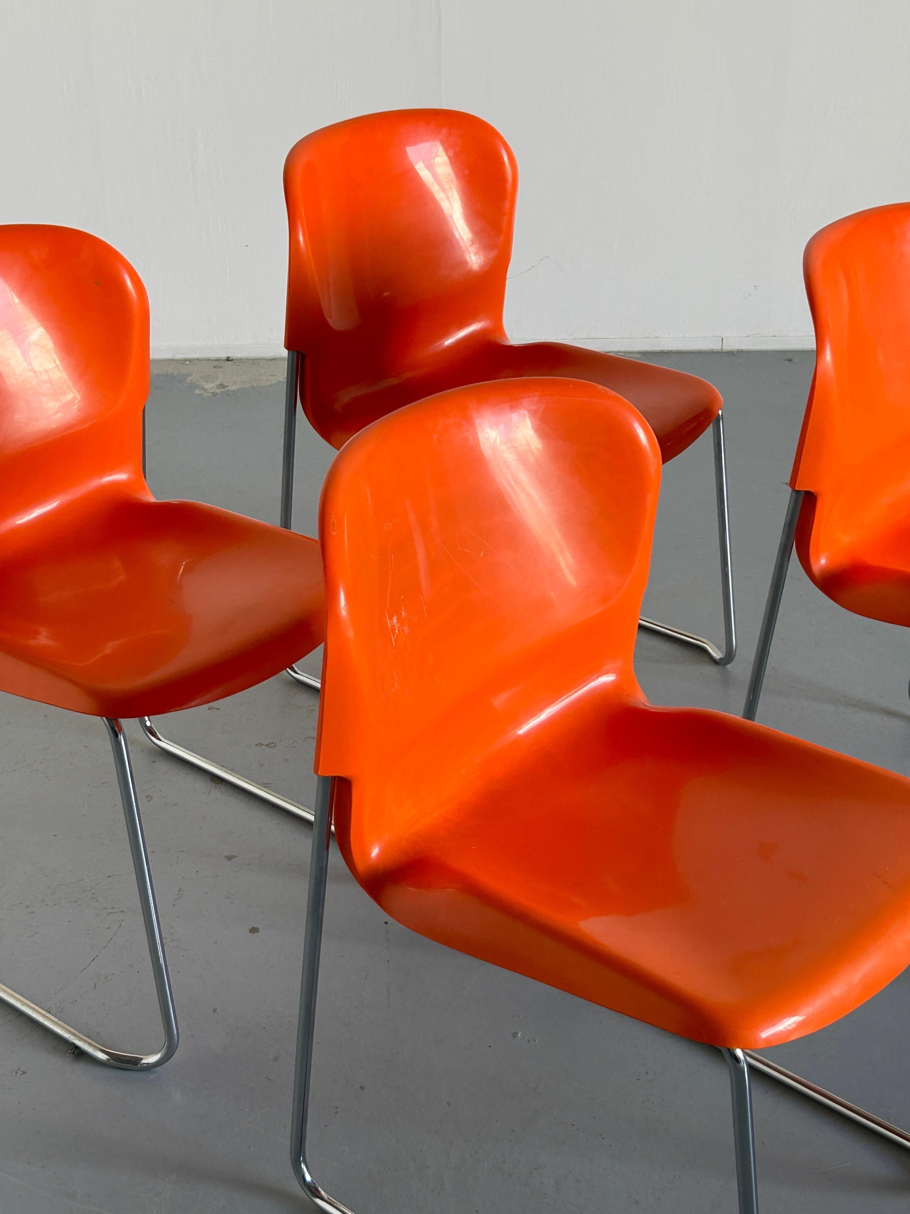 Set of 4 Vintage Orange SM 400 Swing Chairs by Gerd Lange for Drabert, 1979 1