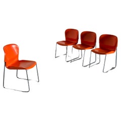 Set of 4 Vintage Orange SM 400 Swing Chairs by Gerd Lange for Drabert, 1979