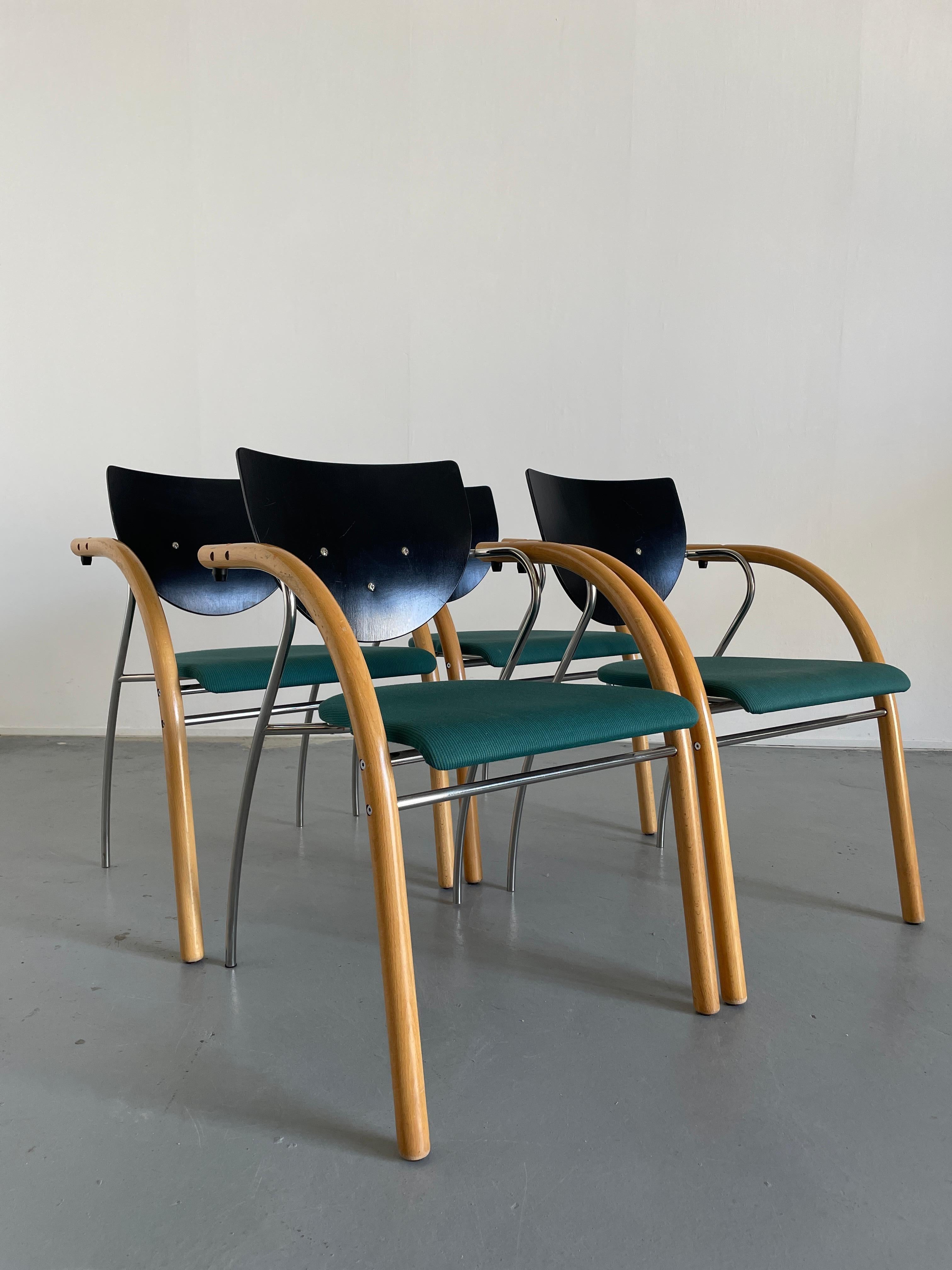 Post-Modern Set of 4 Vintage Original Thonet Vienna Stackable Dining Chairs, 1990s, Austria